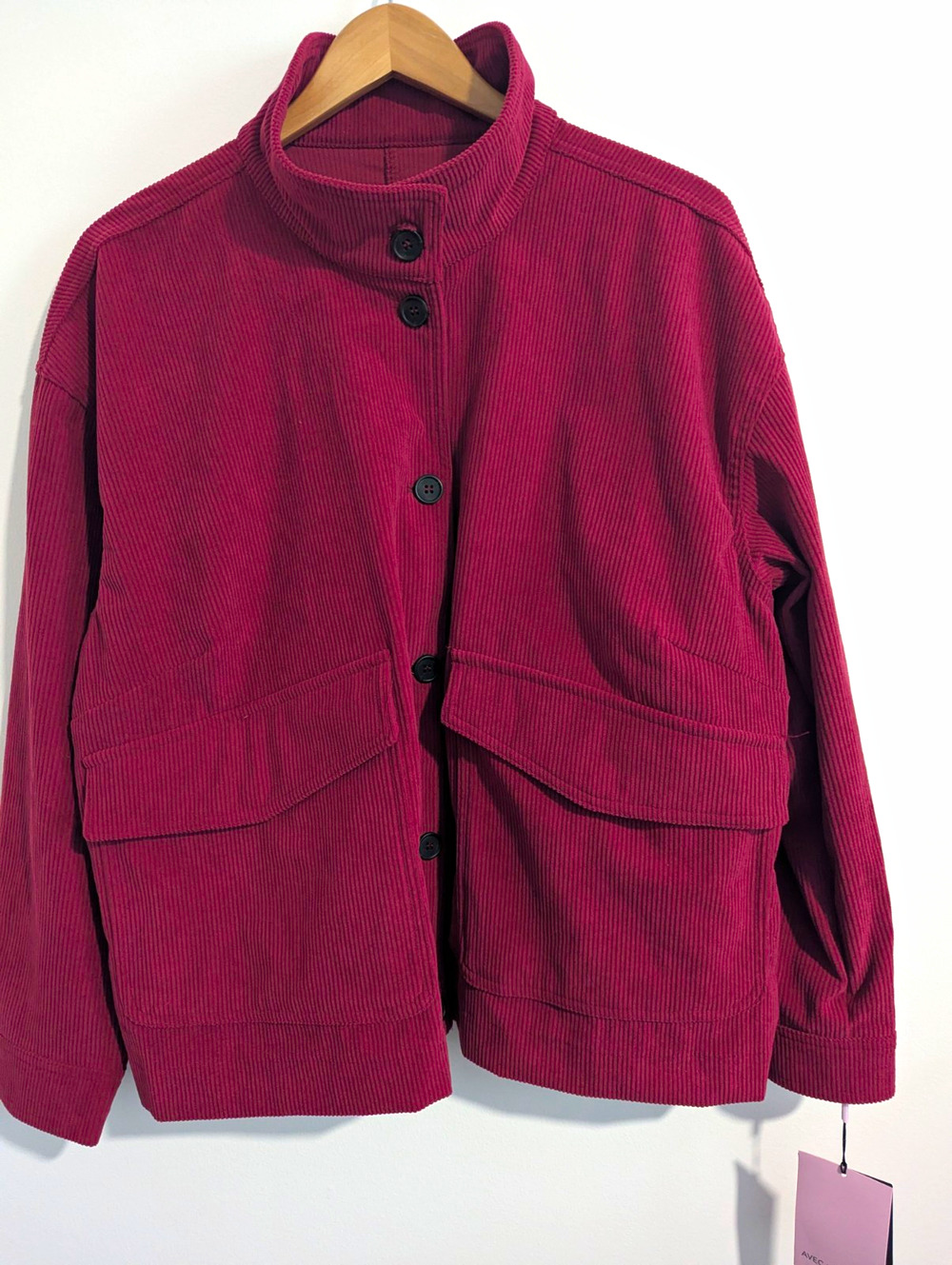 Avec Les Filles Wine Red Button-Front Collared Jacket w/ Pockets Size 2X